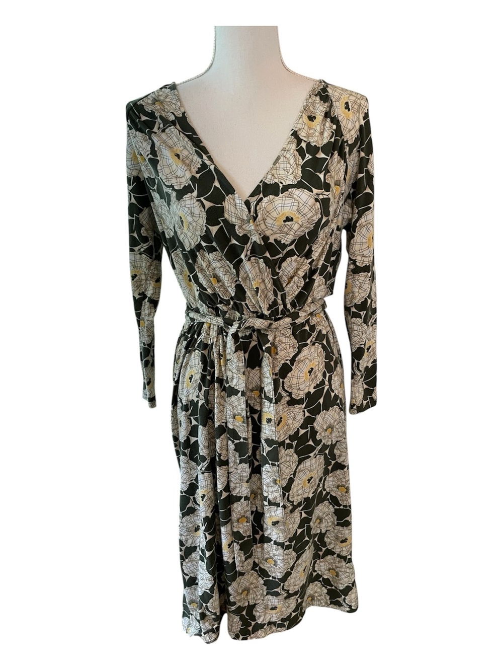 Lands End Floral Long Sleeved T-Shirt Wrap Dress.  Size S